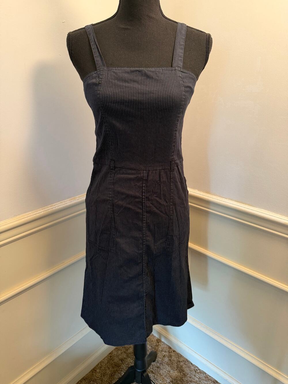 Vintage Y2K April Why Not Navy & White Pinstripe Mini Dress Indie Sleaze Summer